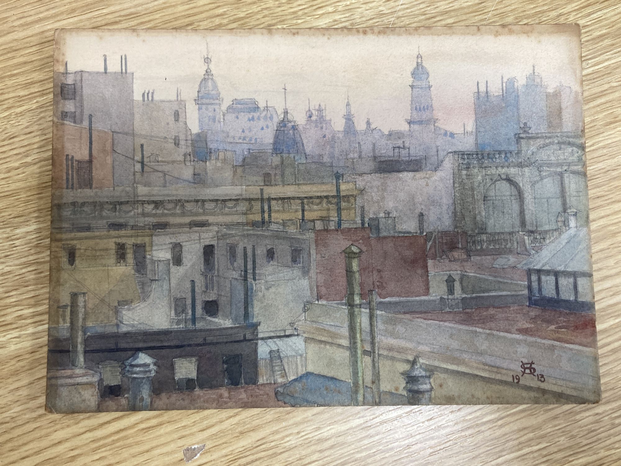 H. Slade, collection of watercolour sketches on board, including views of Buenos Aires, c.1913-1920's, largest 18 x 25.5cm